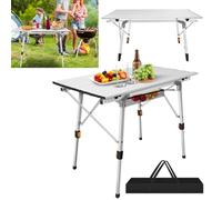 Cact Folding Table with Sto - Aluminum Top Dining Table for Indoor & Outdoor Use, Portable Beach Table, Includes Carrying Bag, Adjustable Height Opts 90cm x 52cm x 48cm/68cm