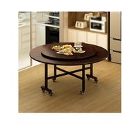 Cact Round Folding Dining Table with Drop Leaf Extendable Flip-Top Kitchen Desk on Locking Wheels Perfect for Smals Work Study & Dining - Walnut 120cm