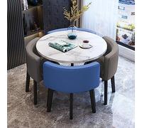 Cact Round Office Recept Table with Chairs Set Small Conference Room Meeting Table Slish Gray and Blue Coffee Table for Modern Worpaces