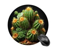Cacti and Succulents Mouse Pad Round Laptop Mouse Mat Cute Computer Mousepad Keyboard Pad Non-Slip Desk Pads for Gaming Office Work Home