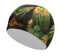 Cacti and Succulents Swim Cap for Women Men Swimming Hat Bath Waterproof Pool Caps for Long Thick Curly Hair