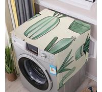 Cacti And Succulents Washer And Dryer Cover with Storage Pockets for The Top Load Dustproof Washing Machine Cover Flax Appliance Protector Mat Pad Home Kitchen Laundry Room Accessory 54.5x20.5 In