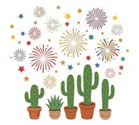 Cacti Fireworks Window Clings 82x67cm Double-Sided PVC(G)