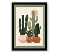 Cacti in Terra Cotta Botanical Framed Wall Art Print A1 (84.1×59.4cm) Black, Wall Decor for Living Room, Bedroom, Office & Home, Ready to Hang, Art Gift