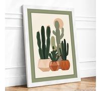 Cacti in Terra Cotta Botanical Framed Wall Art Print A3 (42×29.7cm) White, Wall Decor for Living Room, Bedroom, Office & Home, Ready to Hang, Art Gift