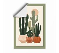Cacti in Terra Cotta Botanical Unframed Wall Art Print A2 (59.4×42cm), Wall Decor for Living Room, Bedroom, Office & Home, Art Gift