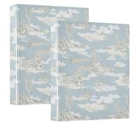 Cacti Pale Blue White 3 Ring Binders 1.5 Inch Clear View Three Ring Binders Versatile Binder Fits 200 Sheets 2 Pack