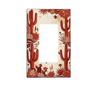 Cacti Single Rocker Light Switch Cover, Western Bohemian Succulents Flowers Summer Terracotta Plastic Standard Size Decorative Wall Plates for Home Living Room Bedroom Bathroom Decor