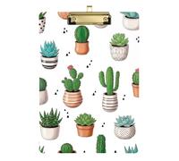 Cacti Succulents Pots Clipboards Writing Clipboard A4 Standard Size Clip Boards with Low Profile Metal Clip for Women Men Teachers Nurses