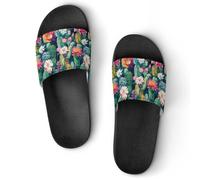 Cacti with Flowers Unisex Summer Sliders Waterproof Beach Slippers Lightweight Anti Slip House Shoes