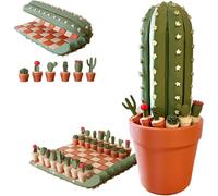 Cactichess - Advanced Roll-Up Cactus Chess Set, 3D Printed Succulent-Themed Pieces with Portable Travel Board, Unique Plant-Inspired Chess Game Gift for Adults & Plant Lovers