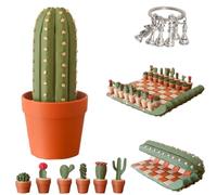 Cactichess-Cactus Chess Board Set, Cacti Chess Magnetic Roll-Up Travel Chesses Set, 3D Printed Portable Advanced Cactus-Themed Pieces, Succulent Plant Chesses for Plant Lovers, Family, Couple