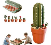 Cactichess - Roll Up Cactus Chess Set,advanced Roll Up Cactus Set,3d Printed 32pcs Cactus Chess Board Set,Fun Chessboard Table Ornaments for Plant Lovers-a