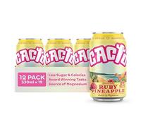 Cacto Drinks, Sparkling Cactus Water, Ruby Pineapple Flavour - Natural Antioxidants & Electrolytes for Hydration & Recovery, Low Calorie Coconut Water Alternative, 12 x 330ml Cans
