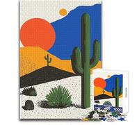 Cactus And Sun in The Desert Adult Jigsaw Puzzles 1000 Pieces Smart Fun Educational Game Great Heartfelt Meaningful Present Size 38x52cm