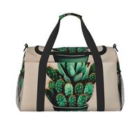 Cactus Art Hand Travel Bag - Large Reusable Shopping Tote Bag, Perfect for Outdoor Activities, Sports, Camping & Groceries, Black, One Size
