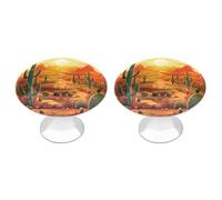 Cactus at Sunset Cabinet Knobs, 2-Pack Silver Stainless Steel Drawer Pulls with Screws, Elegant Hardware for Dressers, Kitchen,Cabinets & Desks