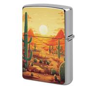 Cactus at Sunset Lighter Case Pouch Double-Sided Metal Lighter Sleeve Scratch & Drop Resistant Lighters Protector Fits Standard Kerosene Lighters Pocket Protective Cover for Camping Party