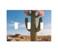 Cactus Bloom Flower 3 Gang Switch Plate Cover-Unbreakable Polycarbonate Wall Plate, Heat Resistant Toggle Switch Decor for Home