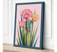 Cactus Blossoms Botanical Canvas Wall Art Print 18x12 Inch (46 x 30 cm)