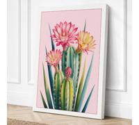 Cactus Blossoms Botanical Canvas Wall Art Print 18x12 Inch | Ready to Hang, Gallery Wrapped, Fade-Resistant Inks, Securely Packaged, UK Made