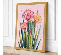 Cactus Blossoms Botanical Canvas Wall Art Print 24x16 Inch (61 x 41 cm)