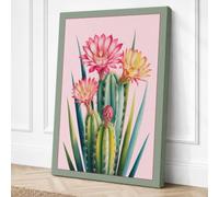 Cactus Blossoms Botanical Canvas Wall Art Print 30x20 Inch (76 x 51 cm)