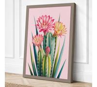 Cactus Blossoms Botanical Canvas Wall Art Print 30x20 Inch | Ready to Hang, Gallery Wrapped, Fade-Resistant Inks, Securely Packaged, UK Made