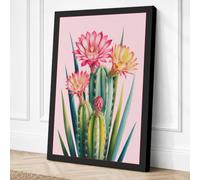 Cactus Blossoms Botanical Canvas Wall Art Print 36x24 Inch | Ready to Hang, Gallery Wrapped, Fade-Resistant Inks, Securely Packaged, UK Made