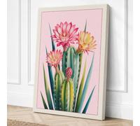 Cactus Blossoms Botanical Canvas Wall Art Print 36x24 Inch | Ready to Hang, Gallery Wrapped, Fade-Resistant Inks, Securely Packaged, UK Made
