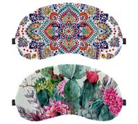 Cactus Boho Style Bouquet of Thorny Plants Blossoms Arrows Feathers 2-Pack Light-Blocking Soft Breathable Sleeping Mask Eye Patch