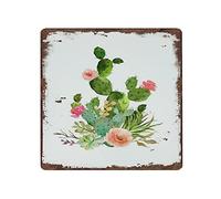 Cactus Bouquet Vintage Tin Sign Floral Succulent Wall Art Southwestern Floral Decor Cacti Art Plants Metal Sign Botanical Wall Decor for Home Kitchen Bar Room Garage Decor 12x12 Inch Square Sign
