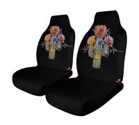 Cactus Cacti Heartbeat Car Seat Cover Front Seat Protector 2PCS | Automotive Seat Covers,Universal Fit,Interior Car Accessories,Car Seat Protector,for Most Cars