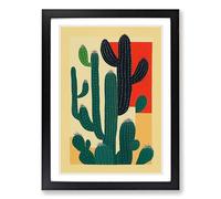 Cactus Cacti Patchwork Framed Print | A2 Black Framed Wall Art | Ready to Hang | Modern Nature Picture | Living Room Bedroom Lounge Office