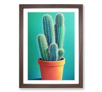 Cactus Cacti Potted Framed Print | A2 Walnut Framed Wall Art | Ready to Hang | Modern Nature Picture | Living Room Bedroom Lounge Office