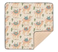 Cactus Camel Pattern 50x50 inch Baby Play Mat,Thicken Soft Non-Slip Tummy Time Mat for Toddlers and Infants