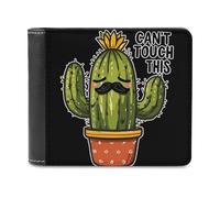 Cactus Can't Touch This Men's Leather Wallet Bifold Purse Card Holder Slim Money Clip Single-Sided Print