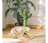 PawHut Cat Tree Cactus Sisal Scratching Post for Indoor Cats Play Tower Kitten Furniture with Hanging Ball Interactive Fun Roller Exerciser 32 x 32 x 60cm