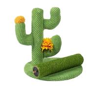 Cactus Cat Tree Scratcher - Sisal Covered Pole Toy, Green Cat Post | Space Saving Sturdy Cactus Scratch Tower With Base, Long Lasting Interactive Scratching Stand For Indoor Kittens Play