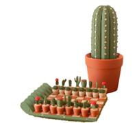 Cactus Chess Board Set, 32Pcs Roll-Up Portable Cactus Travel Chess Board, 3D Printed Plant Design C-hess, Fun Chessboard Table Ornaments for Plant Lovers