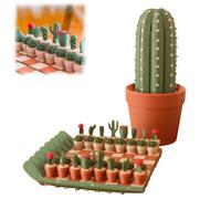 Cactus Chess Board Set, 3D Printed 32PCS Cactus Chess Board Set, Roll-Up Portable Cactichess Travel Chess Board, Succulent Plant Chess Pieces, Fun Chessboard Table Ornaments for Plant Lovers