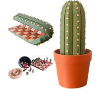 Cactus Chess Set - 32PCS 3D Printed Portable Travel Board with Succulent Pieces - Great Gift for Plant Lovers and Families