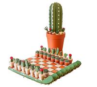 Cactus Chess Set for Adults & Kids, 32 Unique 3D-Printed Cactus Pieces with Roll-Up Mat & Planter Storage Box - Portable Travel Chess Board, Novelty Succulent Decor, Ideal Gift for Plant Lovers