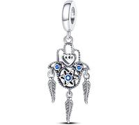Cactus Coffee Flower Dream Catcher Fish Sun Moon Star Evil Eye Charm Bead Pendant 925 Sterling Silver Compatible With Pandora Charm Moments Bracelet (Hamsa Dreamcatcher Feather Heart Evil Eye)