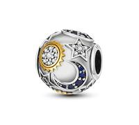 Cactus Coffee Flower Dream Catcher Fish Sun Moon Star Evil Eye Charm Bead Pendant 925 Sterling Silver Compatible With Pandora Charm Moments Bracelet (Sun Star Moon Starry Night)