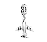 Cactus Coffee Flower Dream Catcher Fish Sun Moon Star Evil Eye Charm Bead Pendant 925 Sterling Silver Compatible With Pandora Charm Moments Bracelet (Airplane Pilot Jet Aeroplane Travel Holiday)