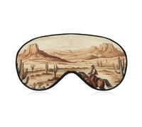 Cactus Cowboys Riding Horses Sleep Mask Light Blocking Eye Cover Polyester Eye Mask with Elastic Strap Blindfold for Side Sleeper Sleeping Masks Face Hugging for Women Men Travel