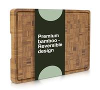 Cactus & Cubby Premium Bamboo Chopping Board. Deluxe Deep Carbonised End Grain Wooden Chopping Board. 42 x 30 cm. Pre-Oiled Butcher Block for Prepping & Serving. Knife Friendly