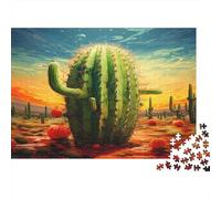 Cactus Desert-Fantasy Surreal Art 1000 Piece Jigsaw Puzzles for Adults Featuring Artistic Design Jigsaws for Adults Desert Cactus As A Mind Relaxation Puzzle for Holiday Activity 70x50cm/1000pcs
