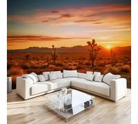 Cactus Desert Mural Wallpaper 3D Effect Tropical Plants Non-Woven Self-Adhesive Wallpaper Removable Large Photo Sticker TV Background Wall Decor for Living Room Bedroom 122x91 cm